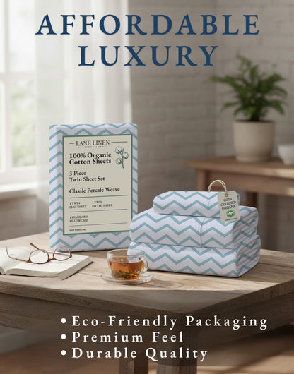 100% Organic Cotton-Chevron-Cool-Blue