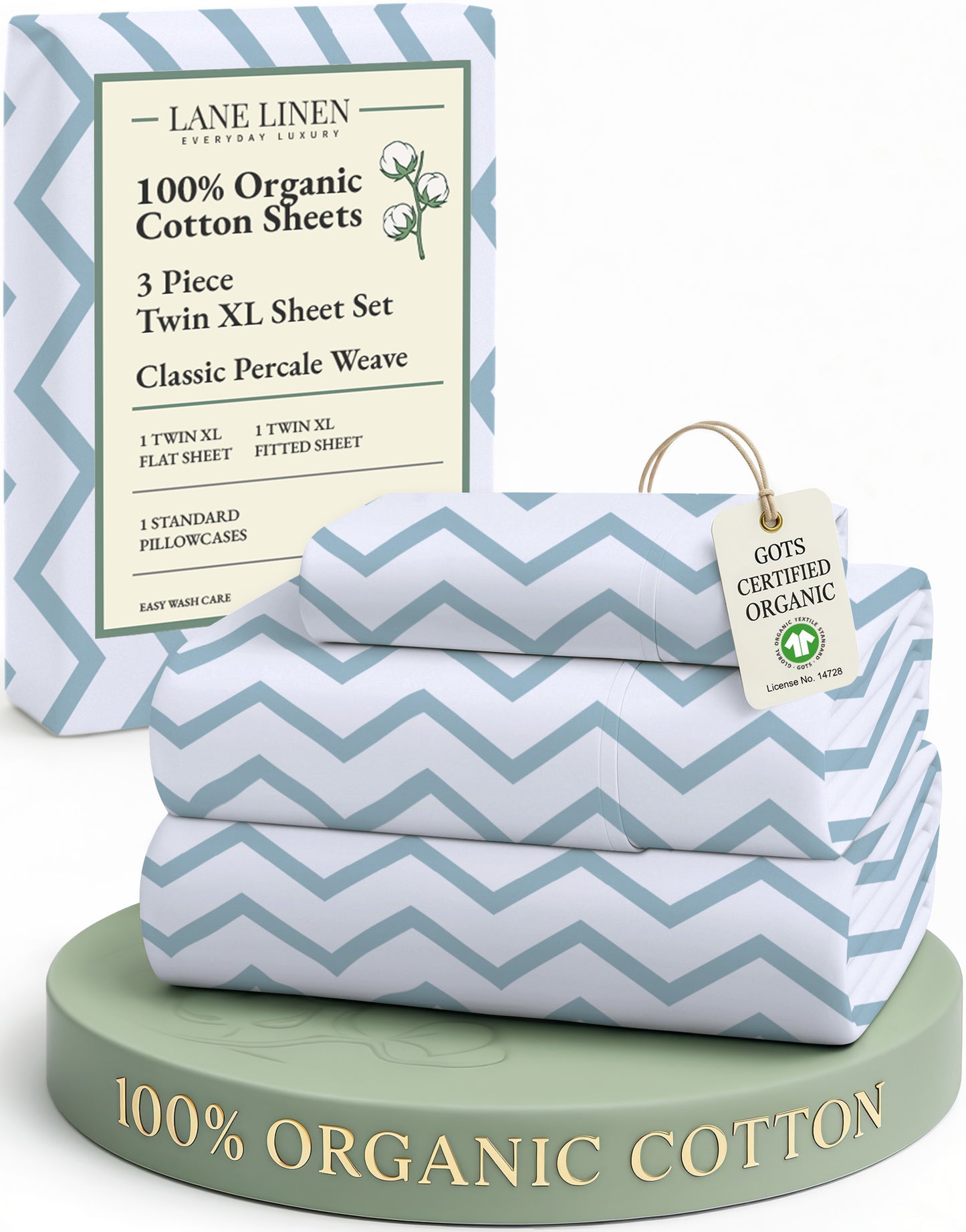 100% Organic Cotton-Chevron-Cool-Blue