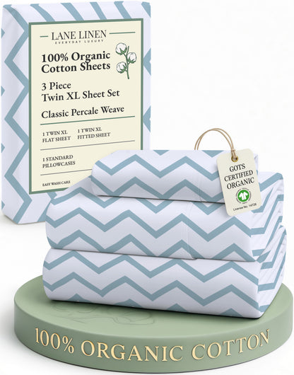 100% Organic Cotton-Chevron-Cool-Blue