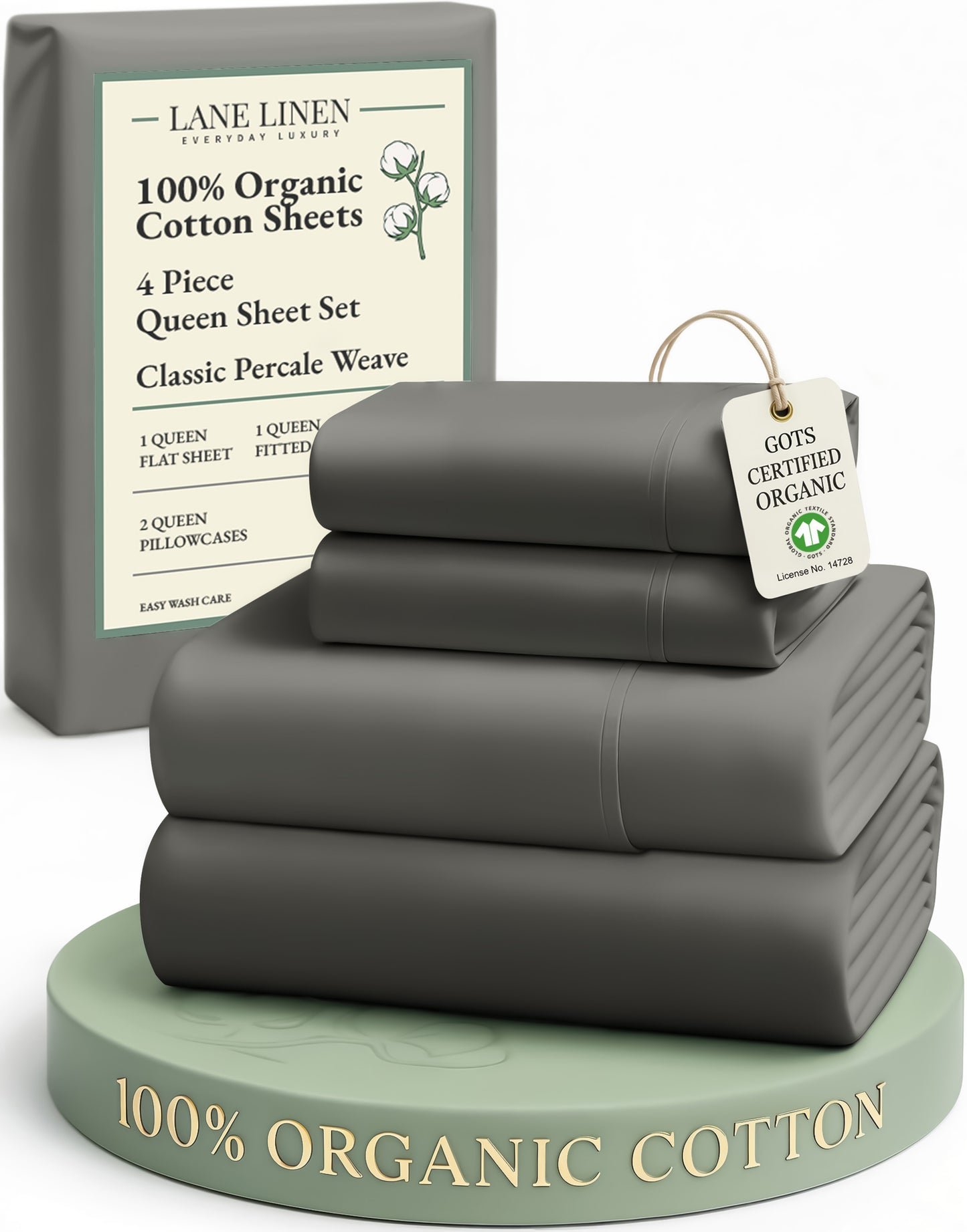 100% Organic Cotton-Charcoal