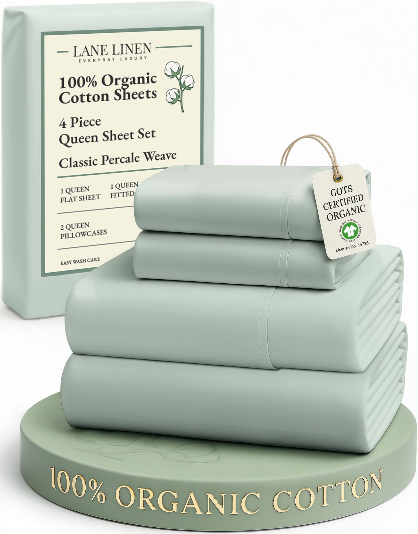 100% Organic Cotton-Cool-Blue