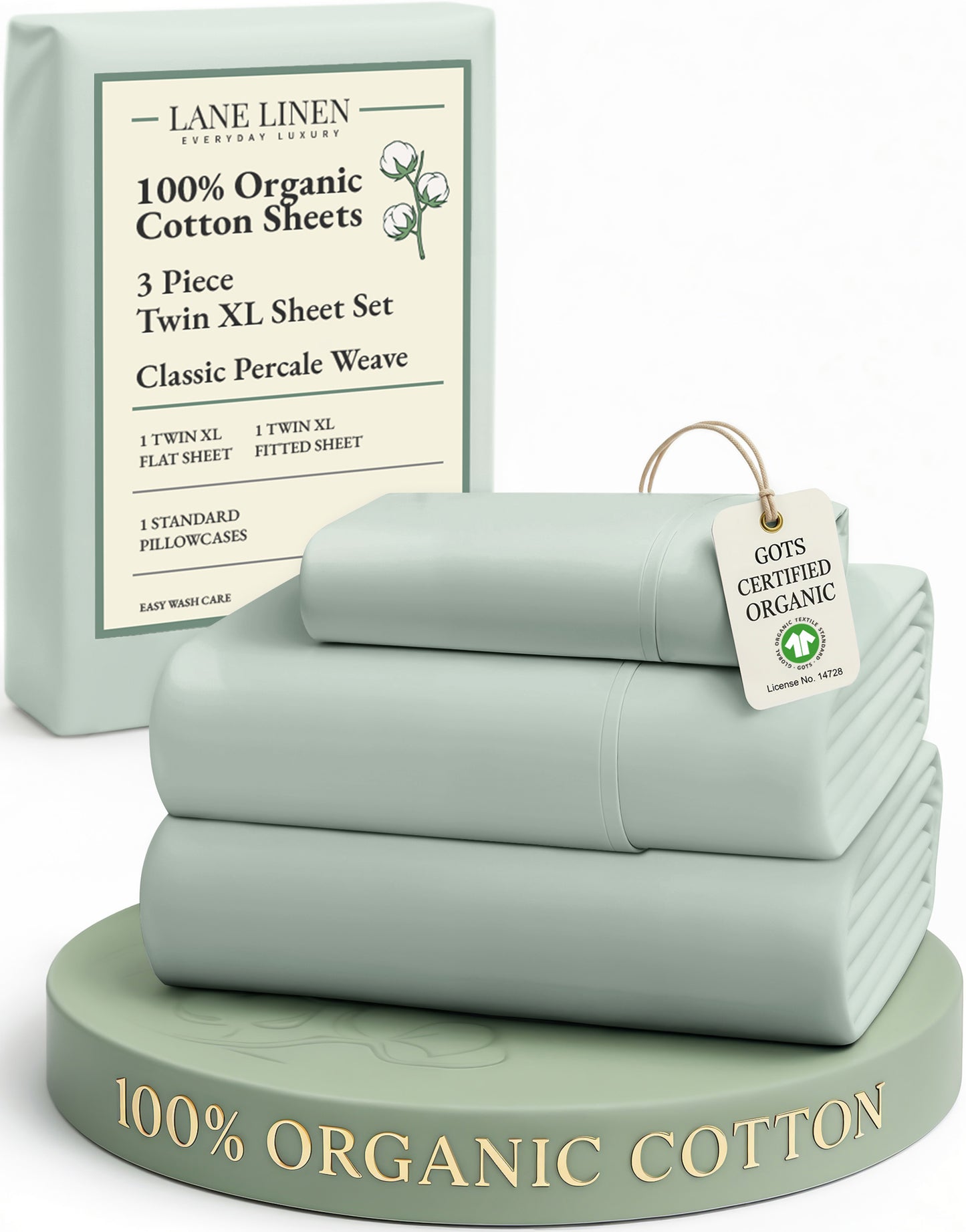 100% Organic Cotton-Cool-Blue