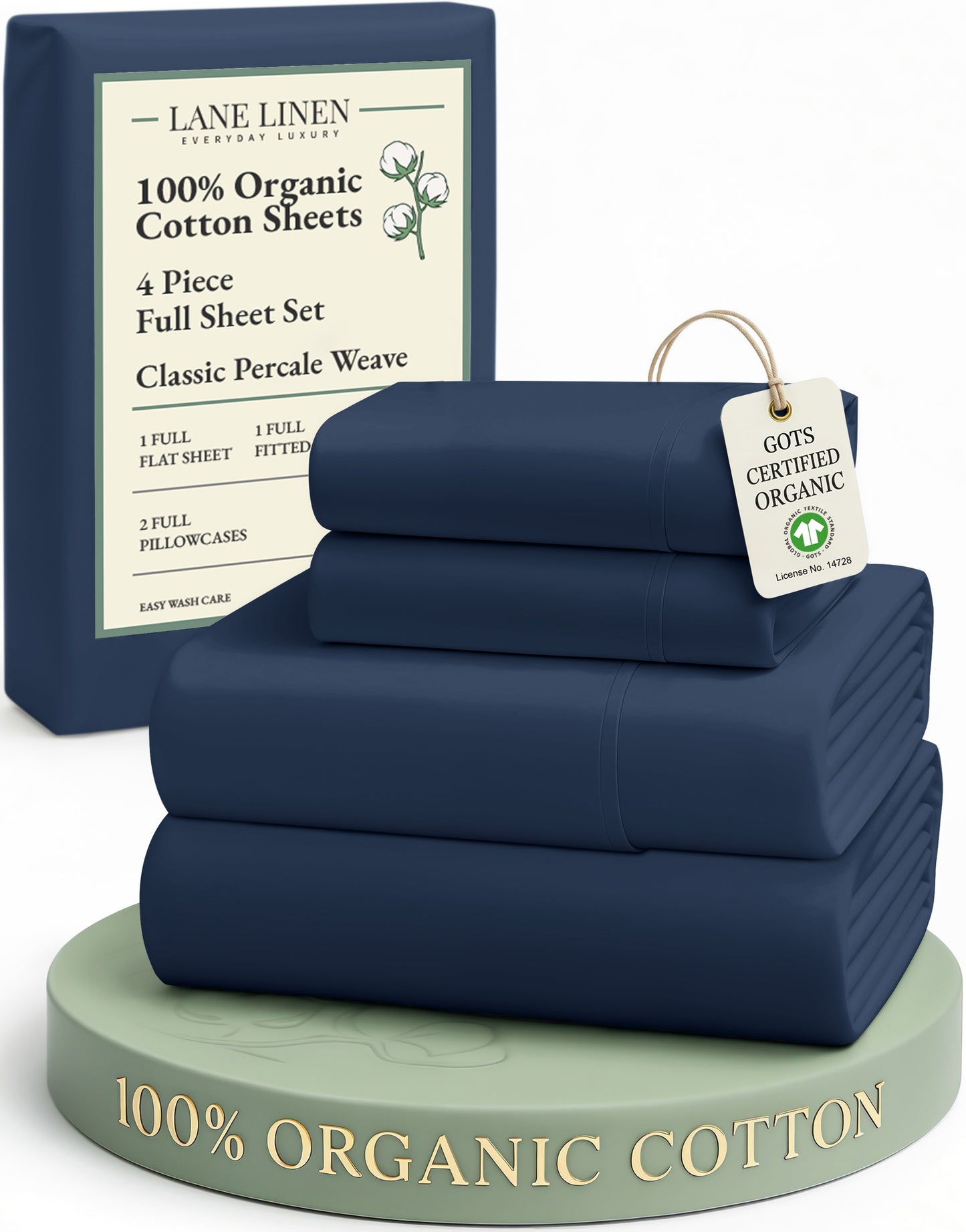 100% Organic Cotton-Navy