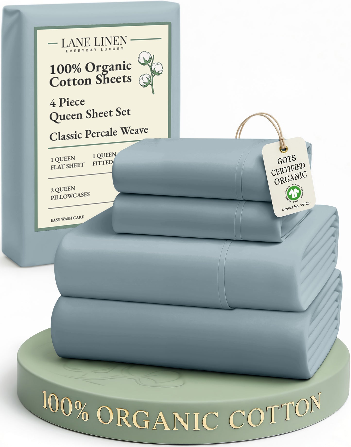 100% Organic Cotton-French-Blue