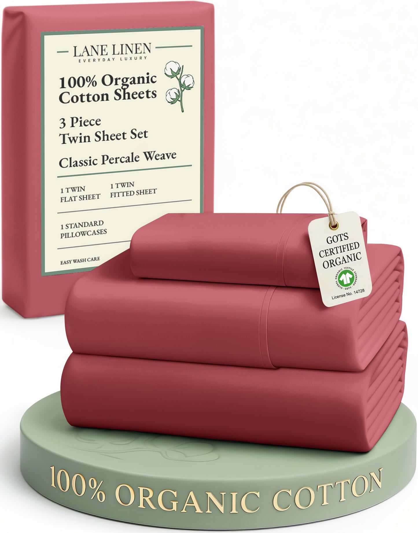 100% Organic Cotton-Mineral-Red