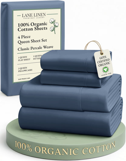 100% Organic Cotton-Estate-Blue