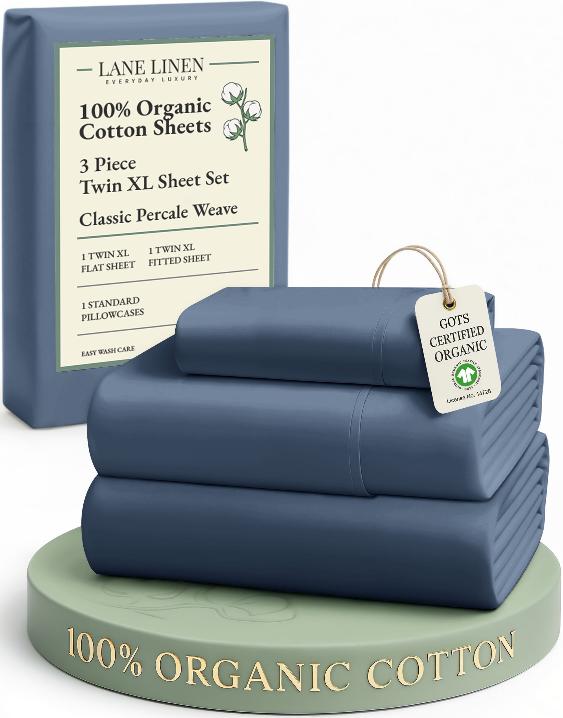 100% Organic Cotton-Estate-Blue