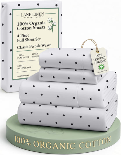 100% Organic Cotton-Polka-Dot-Black