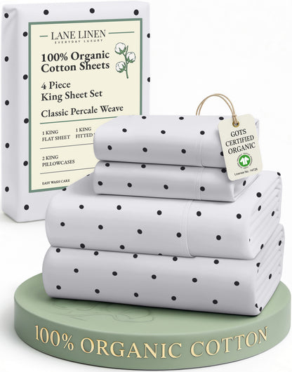 100% Organic Cotton-Polka-Dot-Black