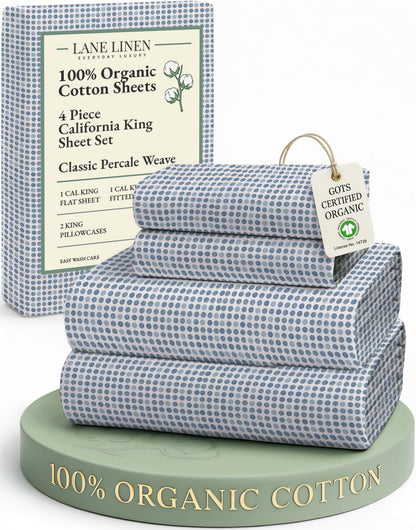 100% Organic Cotton-Polka-Dot-Blue