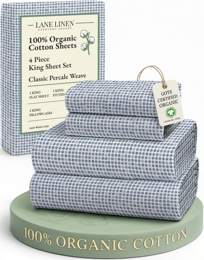 100% Organic Cotton-Polka-Dot-Blue