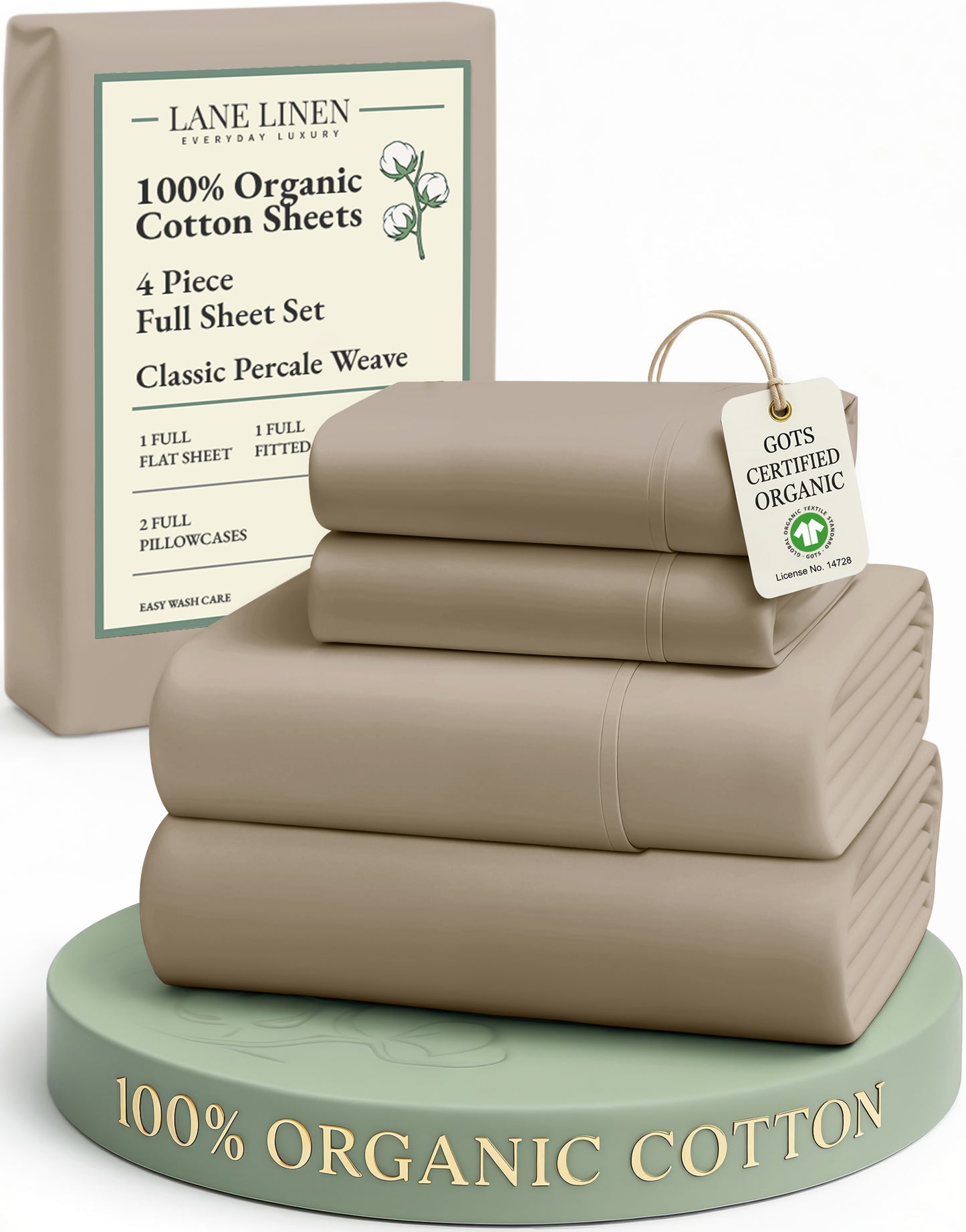100% Organic Cotton-Taupe