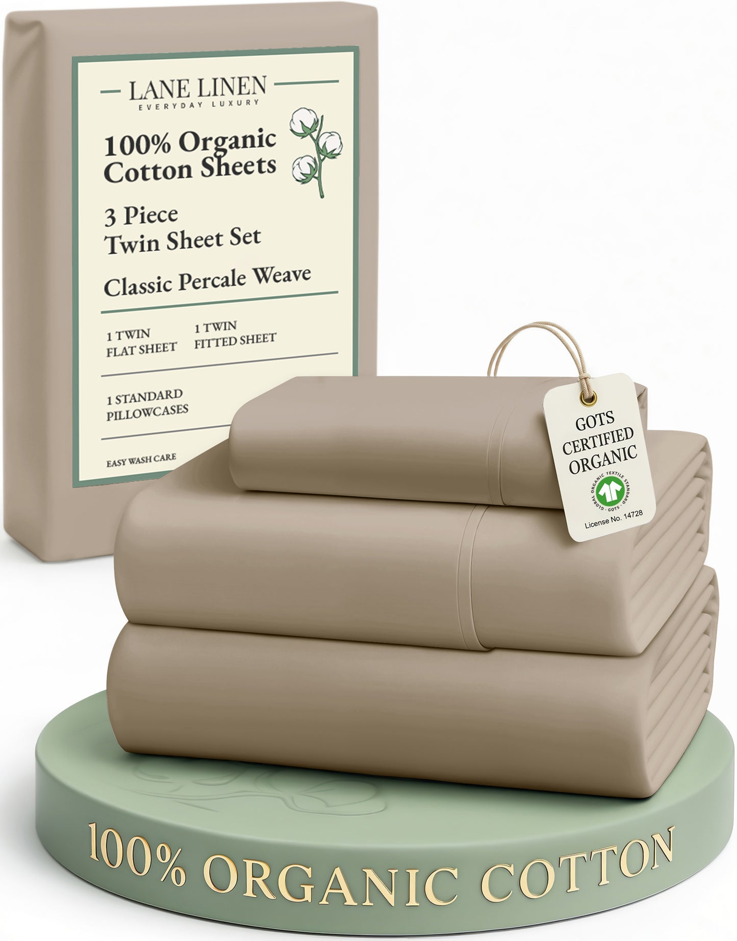 100% Organic Cotton-Taupe