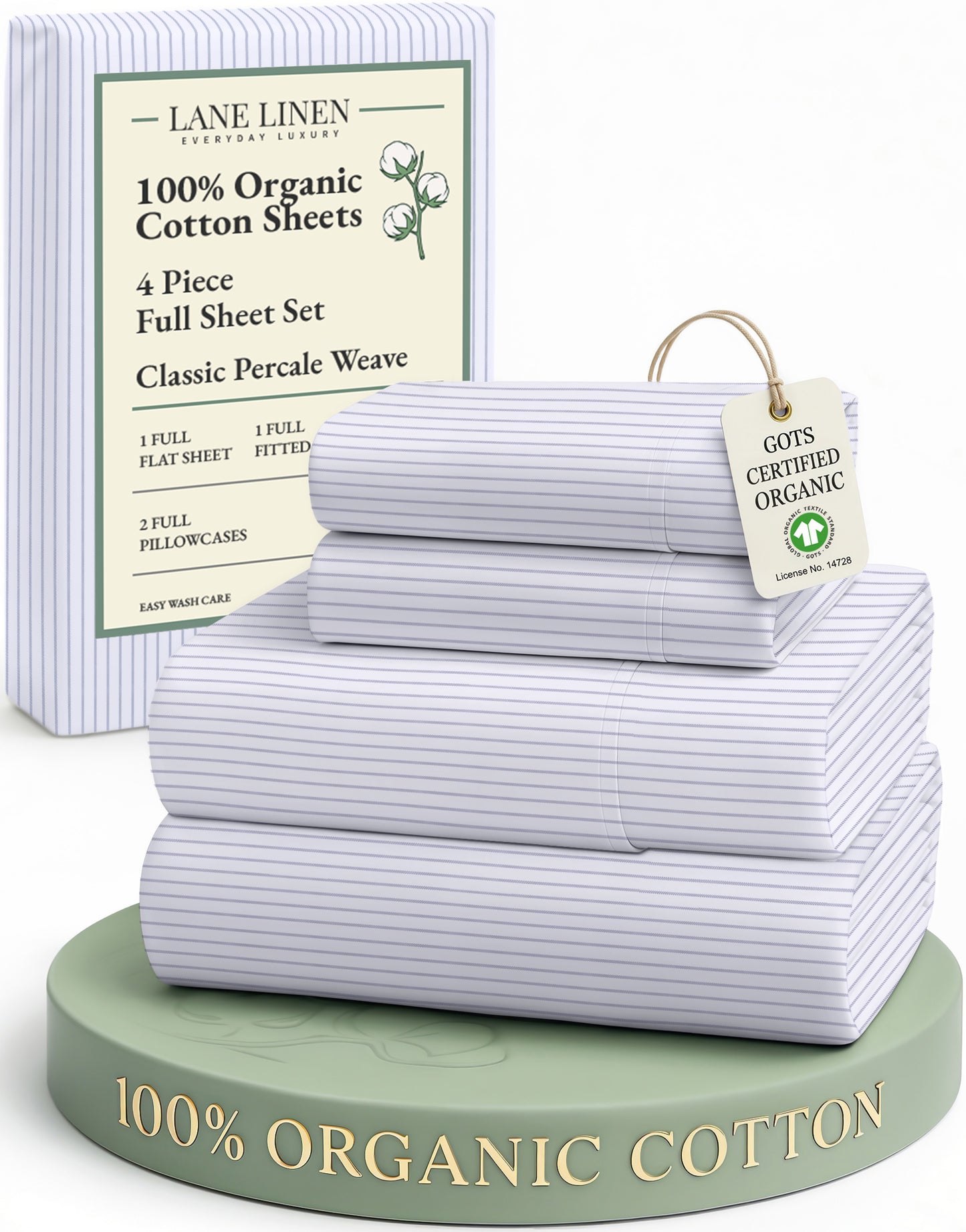 100% Organic Cotton-Ticking-Stripe