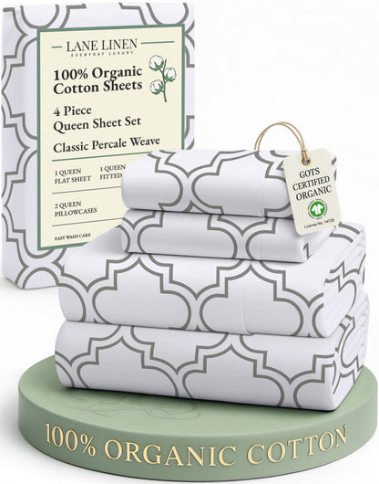 100% Organic Cotton-Trellis-Silver