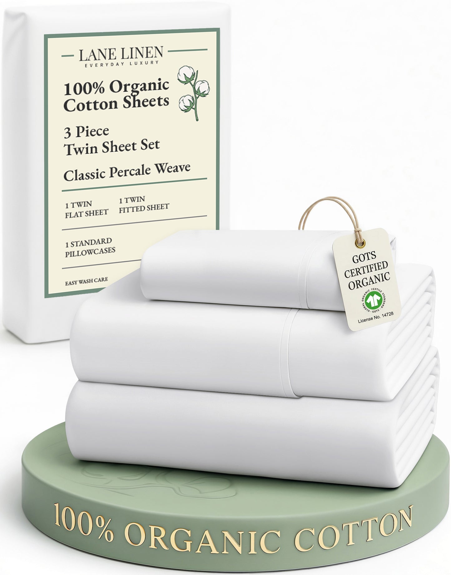100% Organic Cotton-White