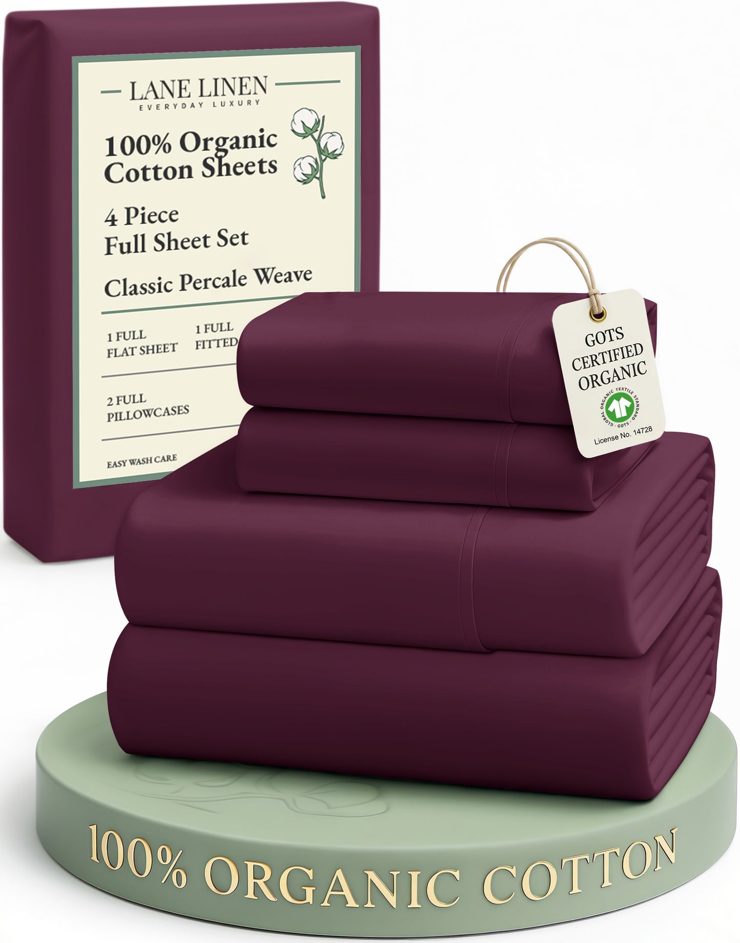 100% Organic Cotton-Windsor-Wine