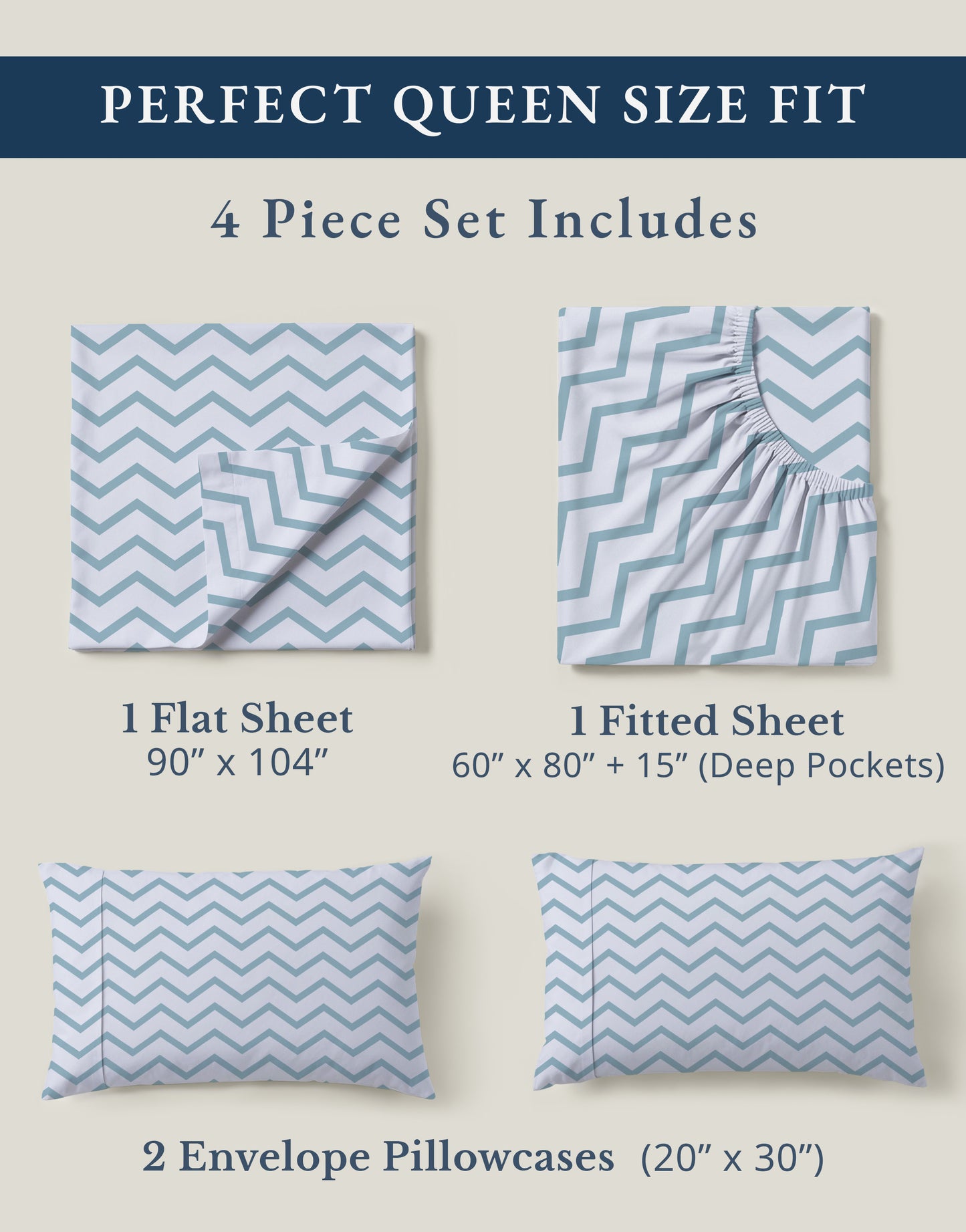 100% Organic Cotton-Chevron-Cool-Blue