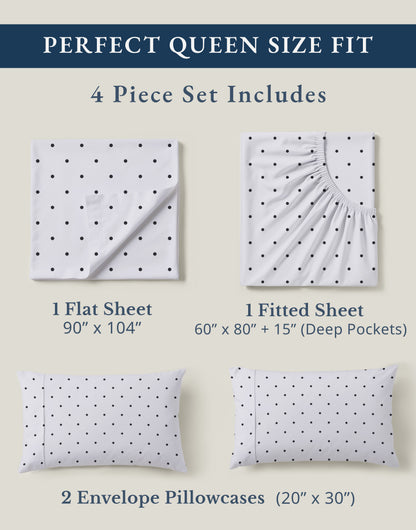 100% Organic Cotton-Polka-Dot-Black