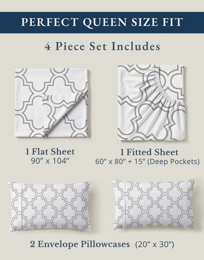 100% Organic Cotton-Trellis-Silver