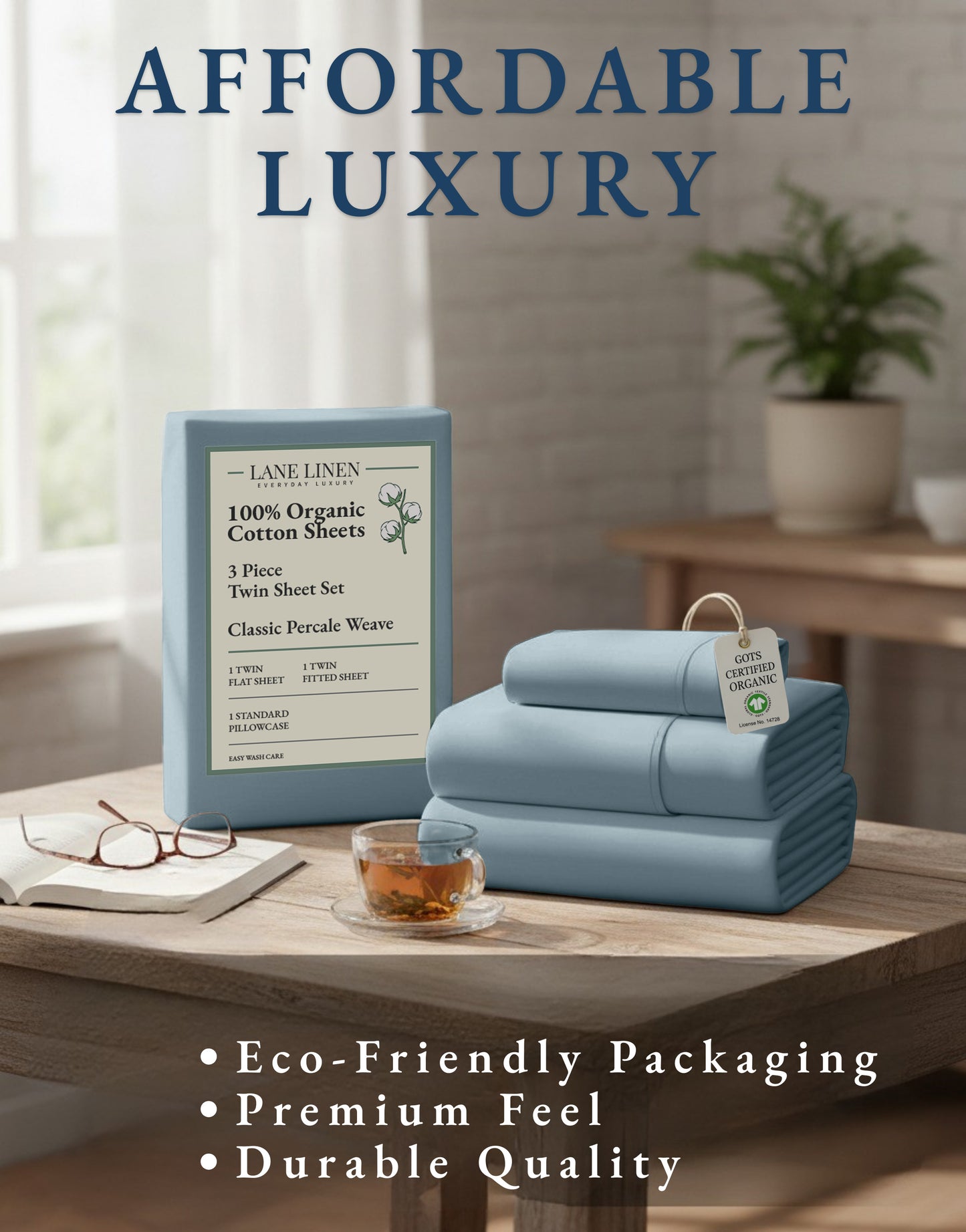 100% Organic Cotton-French-Blue