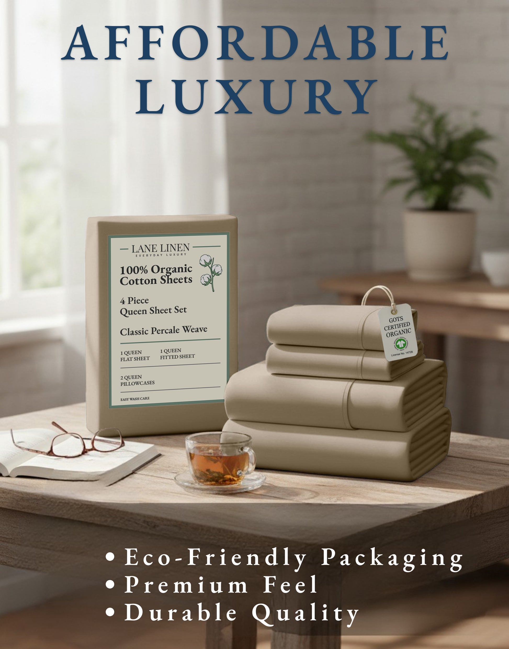 100% Organic Cotton-Taupe