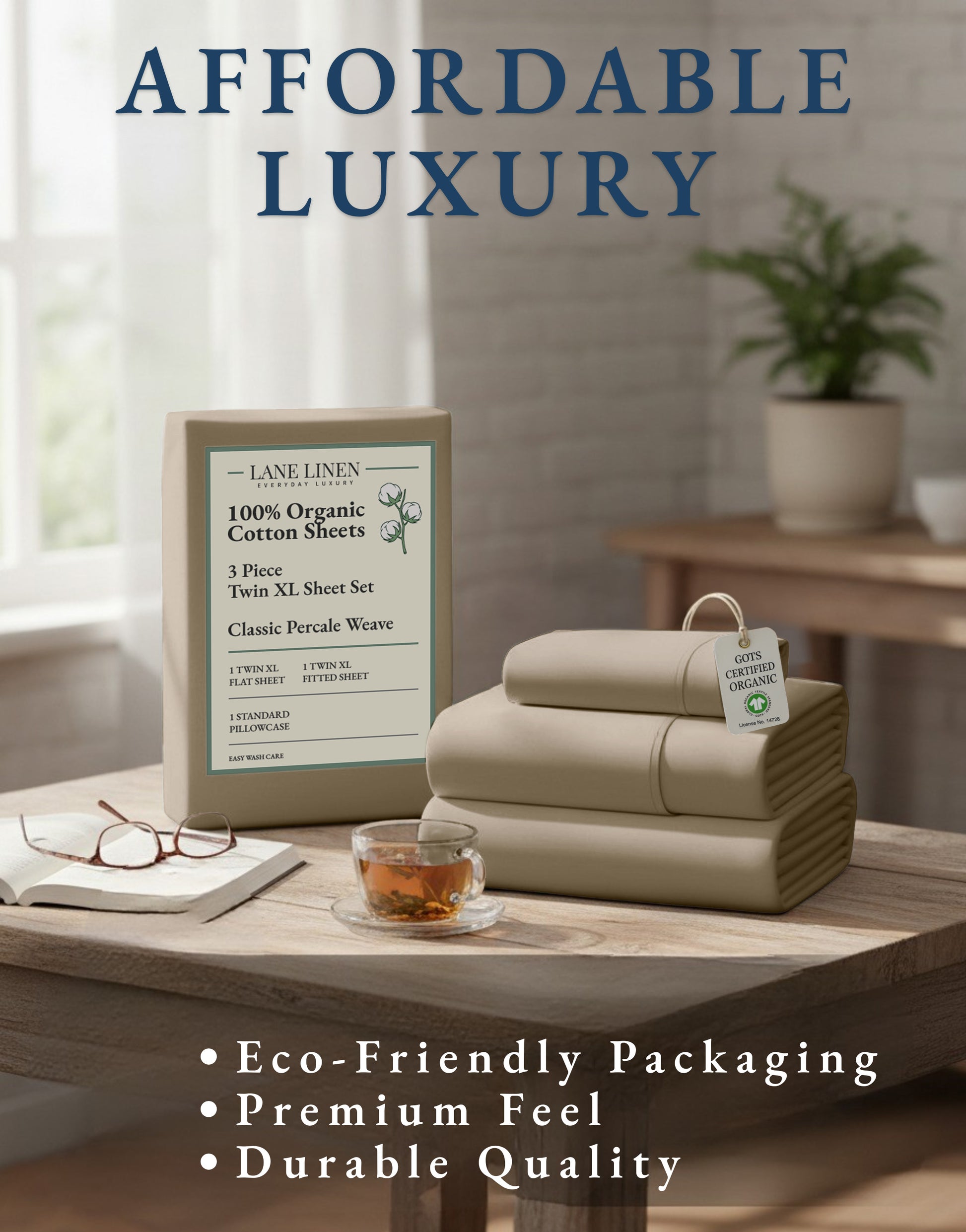 100% Organic Cotton-Taupe