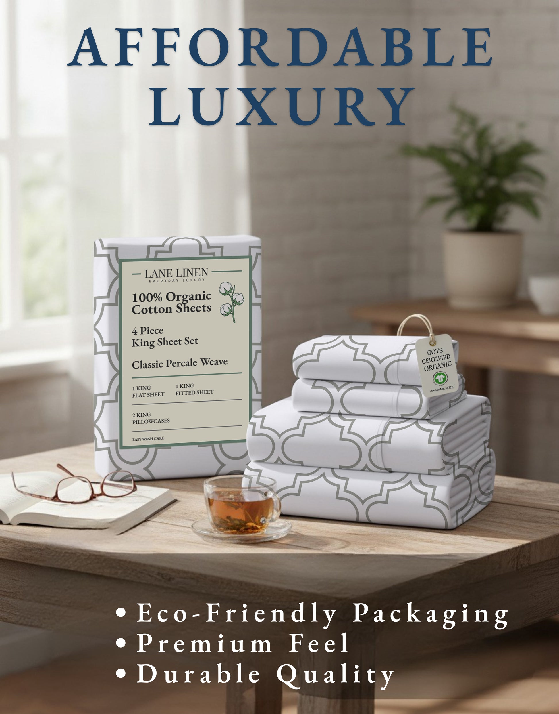 100% Organic Cotton-Trellis-Silver