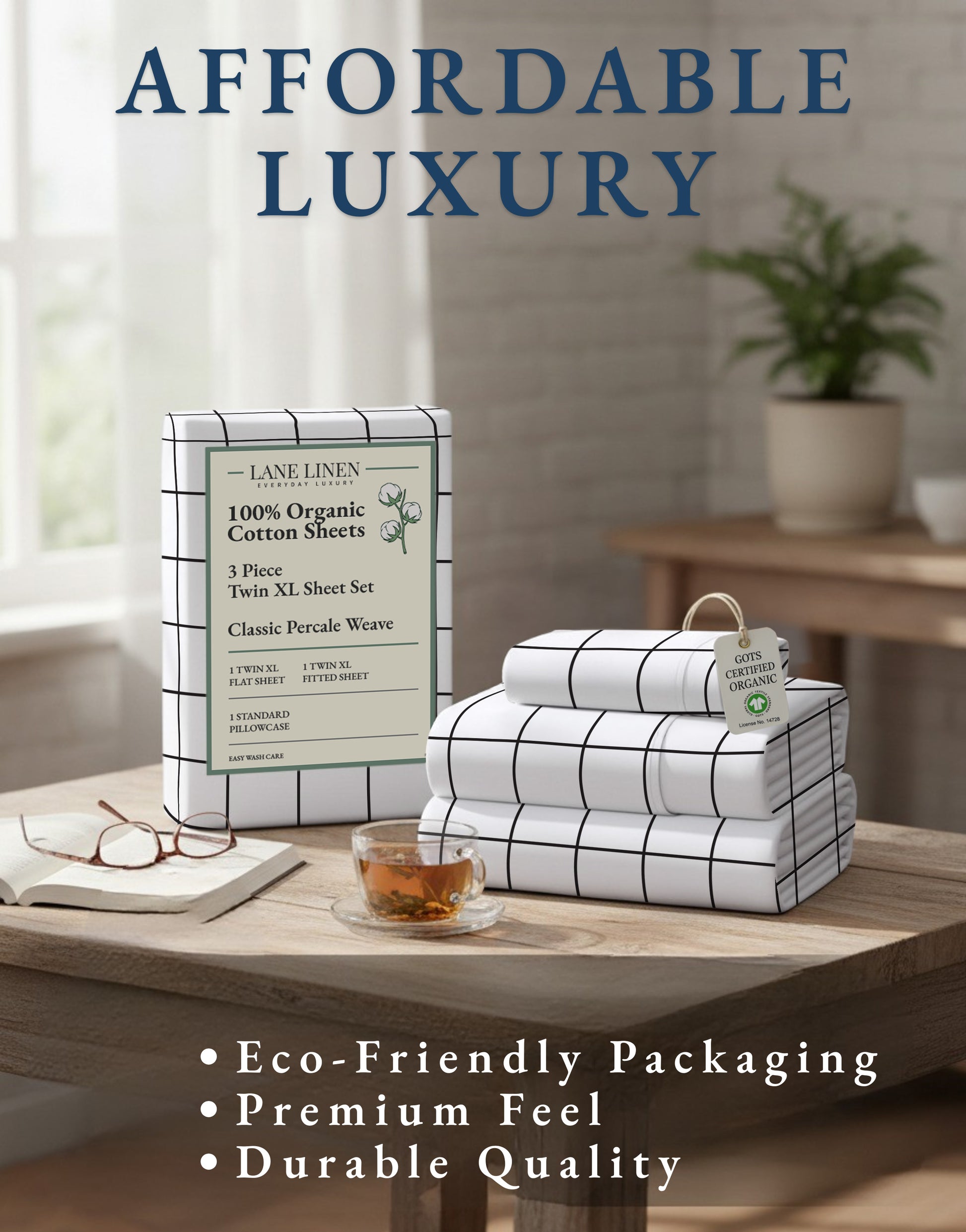 100% Organic Cotton-Windowpane