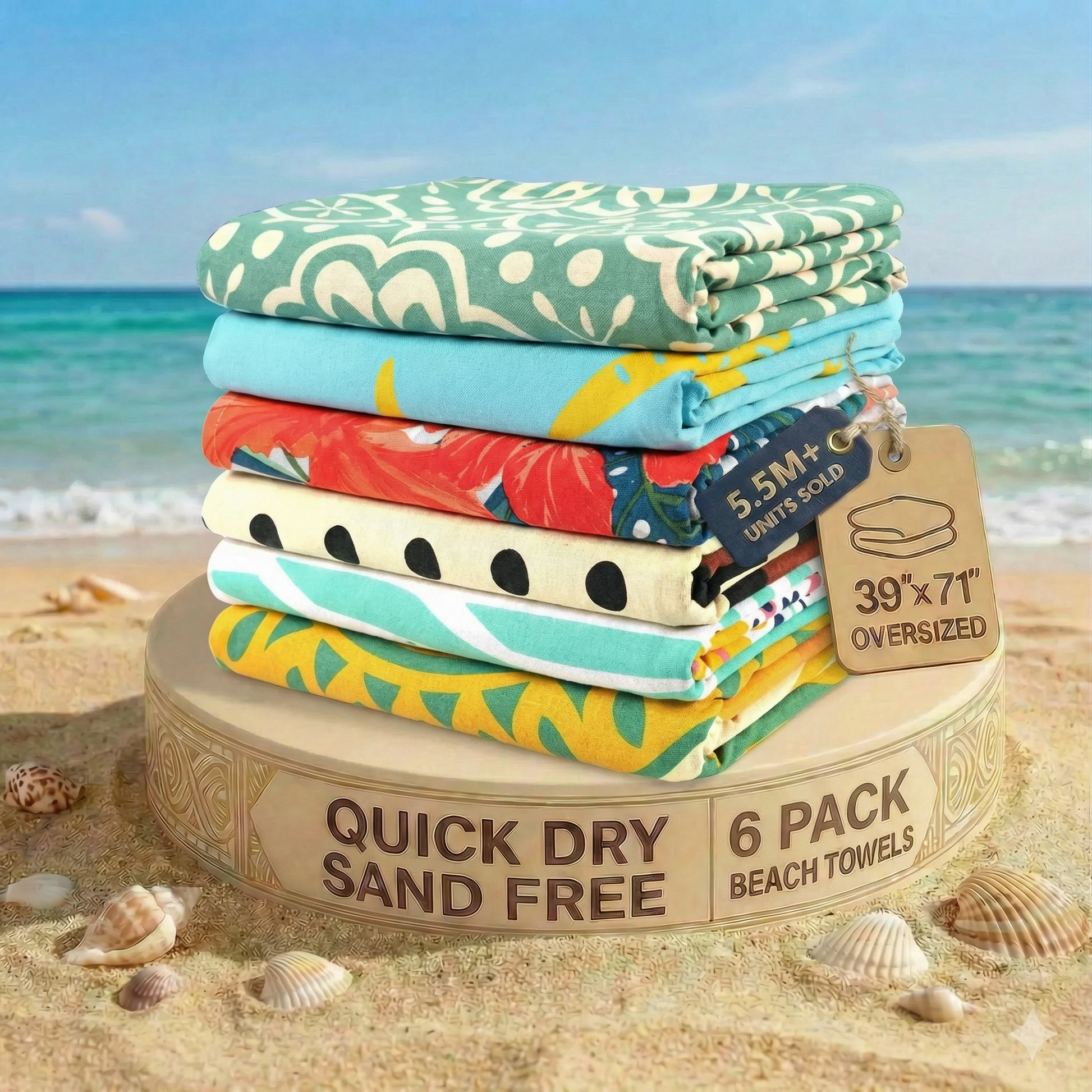 6 PIECE TURKISH BEACH TOWEL SET-Island-Boho