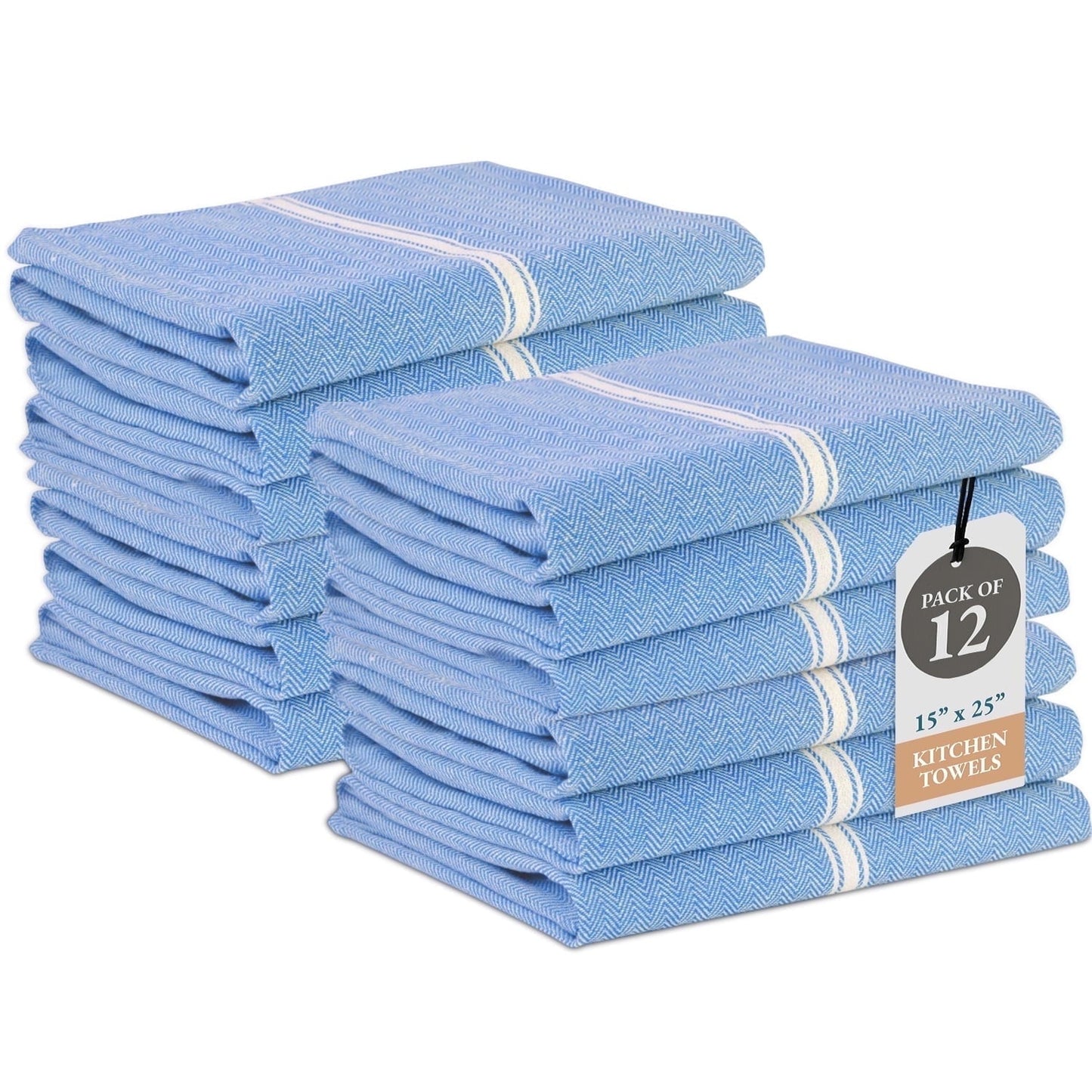 Herringbone Kitchen Towel Set cp-gallery: color=Indigo Chambray; size=12 Piece Set