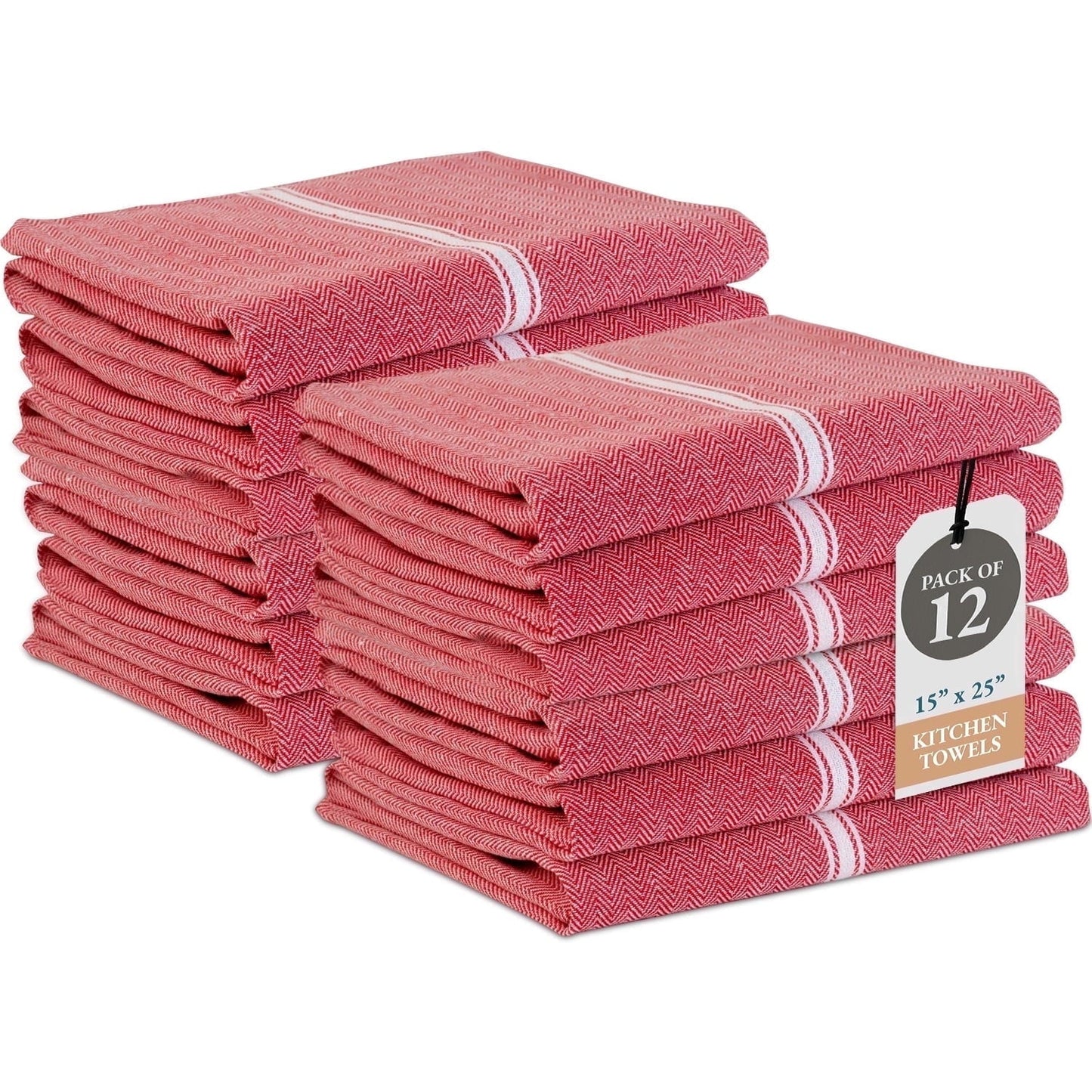 Herringbone Kitchen Towel Set cp-gallery: color=Red Chambray; size=12 Piece Set