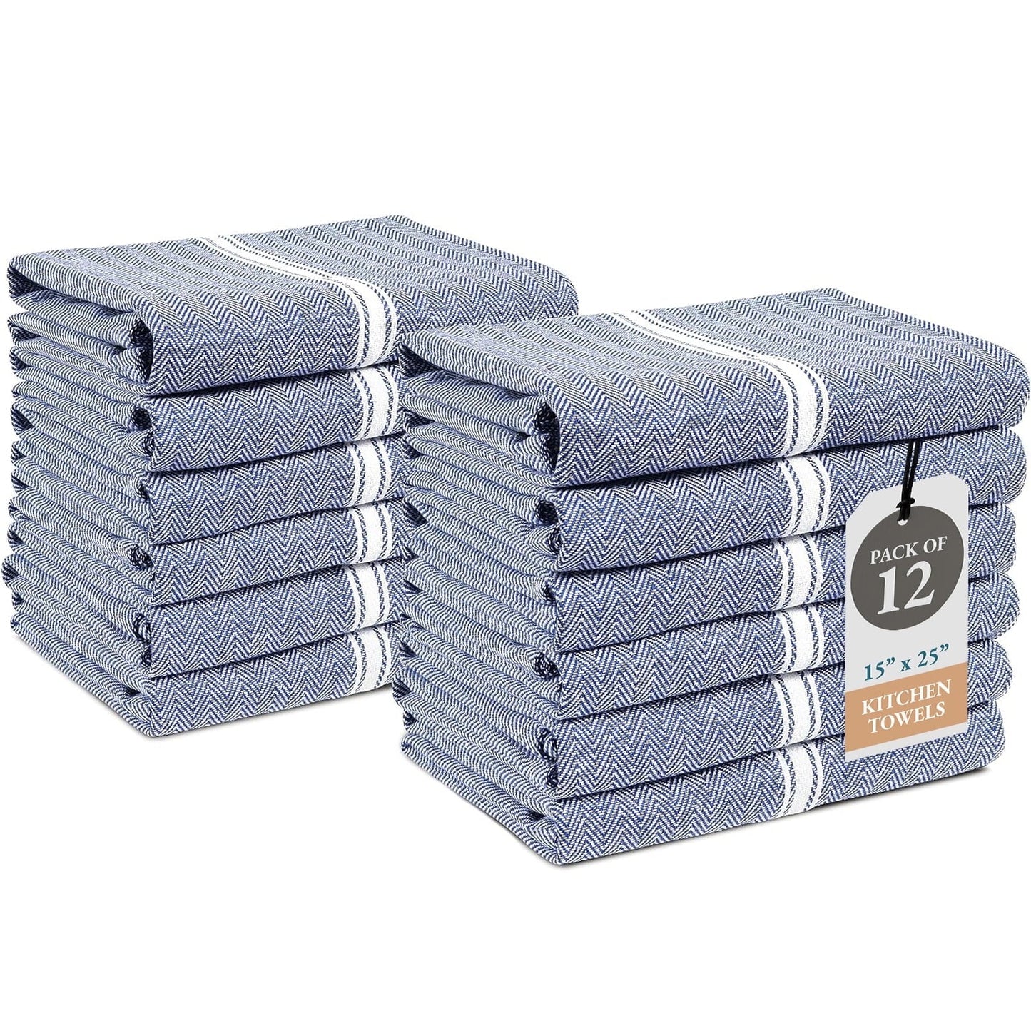 Herringbone Kitchen Towel Set cp-gallery: color=Blue Chambray; size=12 Piece Set