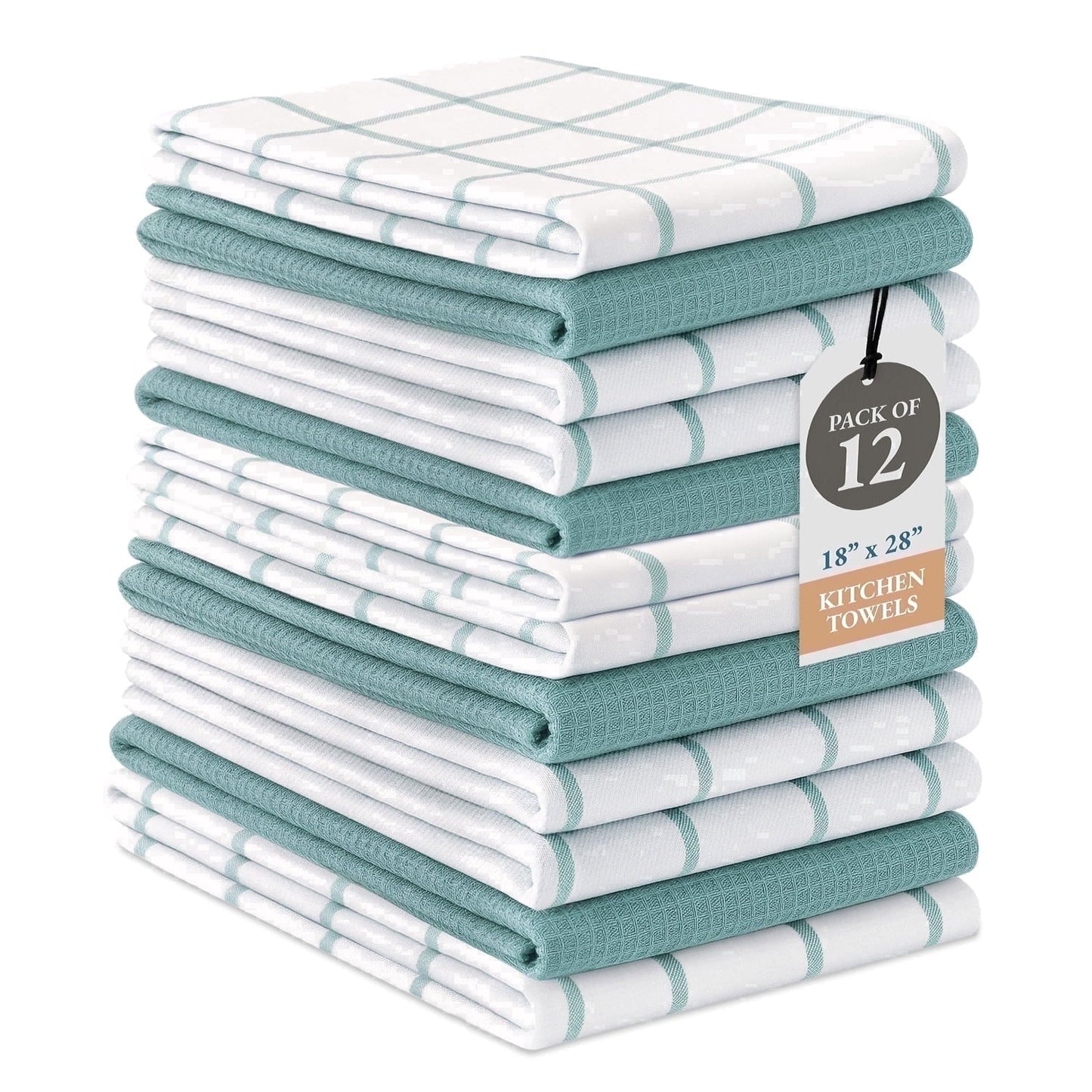 Multi-Weave Kitchen Towel Set cp-gallery: color=Aqua; size=12 Piece Set