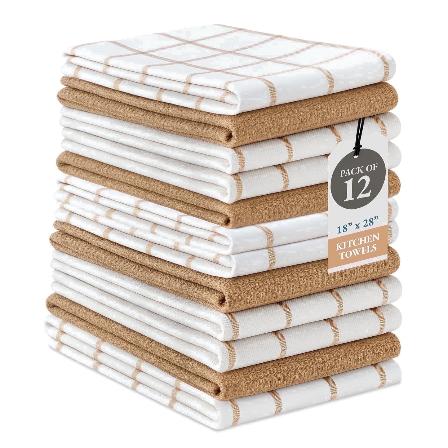 Multi-Weave Kitchen Towel Set cp-gallery: color=Beige; size=12 Piece Set