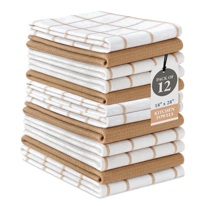 Multi-Weave Kitchen Towel Set cp-gallery: color=Beige; size=12 Piece Set
