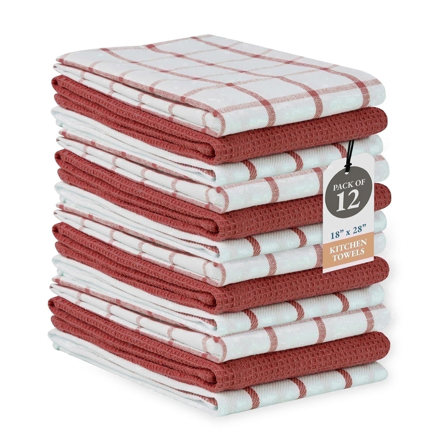 Multi-Weave Kitchen Towel Set cp-gallery: color=Christmas Red; size=12 Piece Set