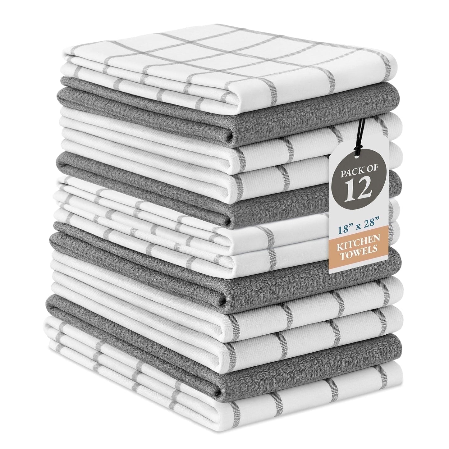 Multi-Weave Kitchen Towel Set cp-gallery: color=Grey; size=12 Piece Set
