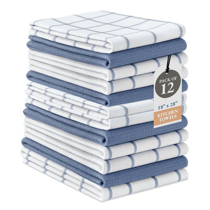 Multi-Weave Kitchen Towel Set cp-gallery: color=Indigo; size=12 Piece Set