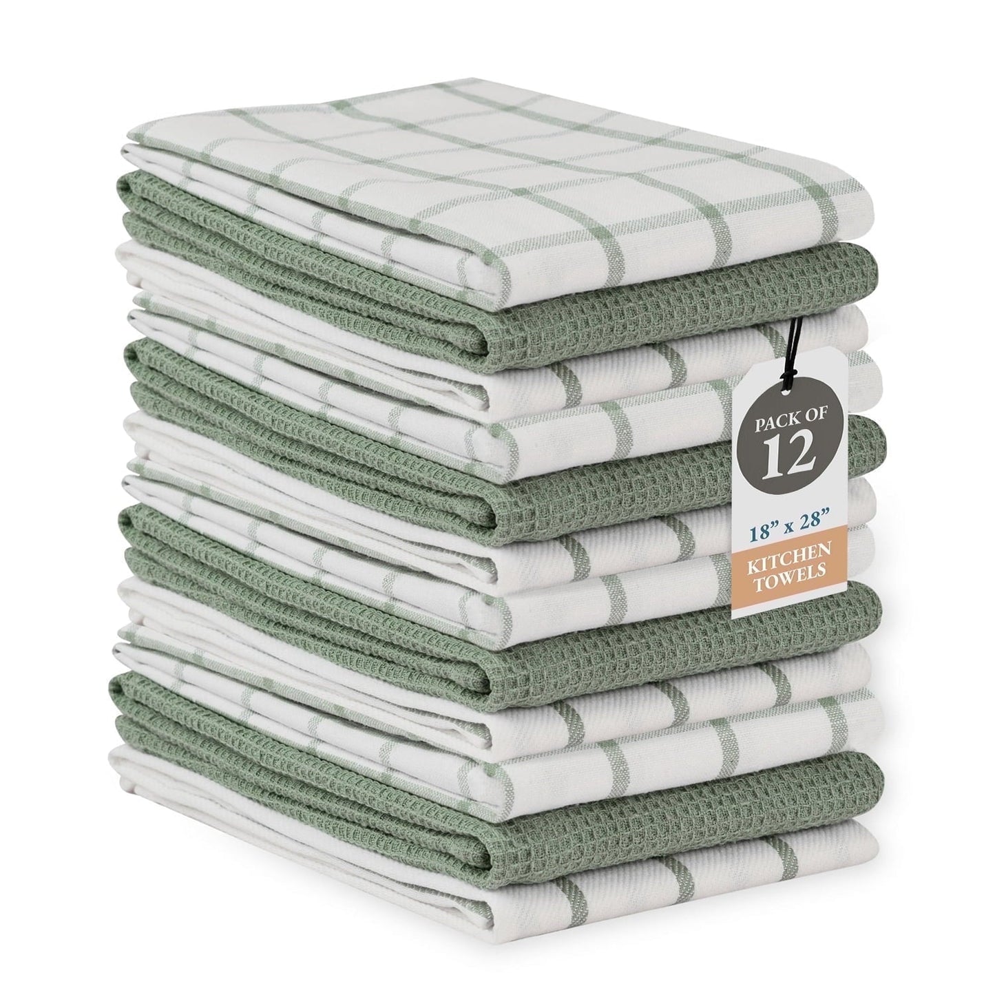 Multi-Weave Kitchen Towel Set cp-gallery: color=Olive; size=12 Piece Set