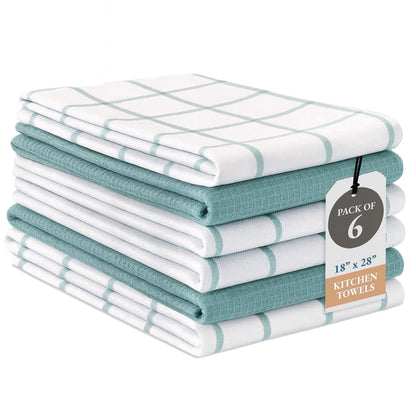 Multi-Weave Kitchen Towel Set cp-gallery: color=Aqua; size=6 Piece Set