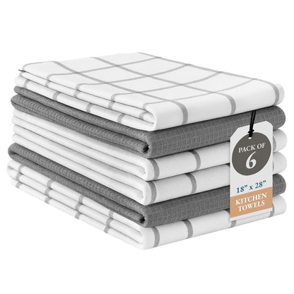Multi-Weave Kitchen Towel Set cp-gallery: color=Grey; size=6 Piece Set