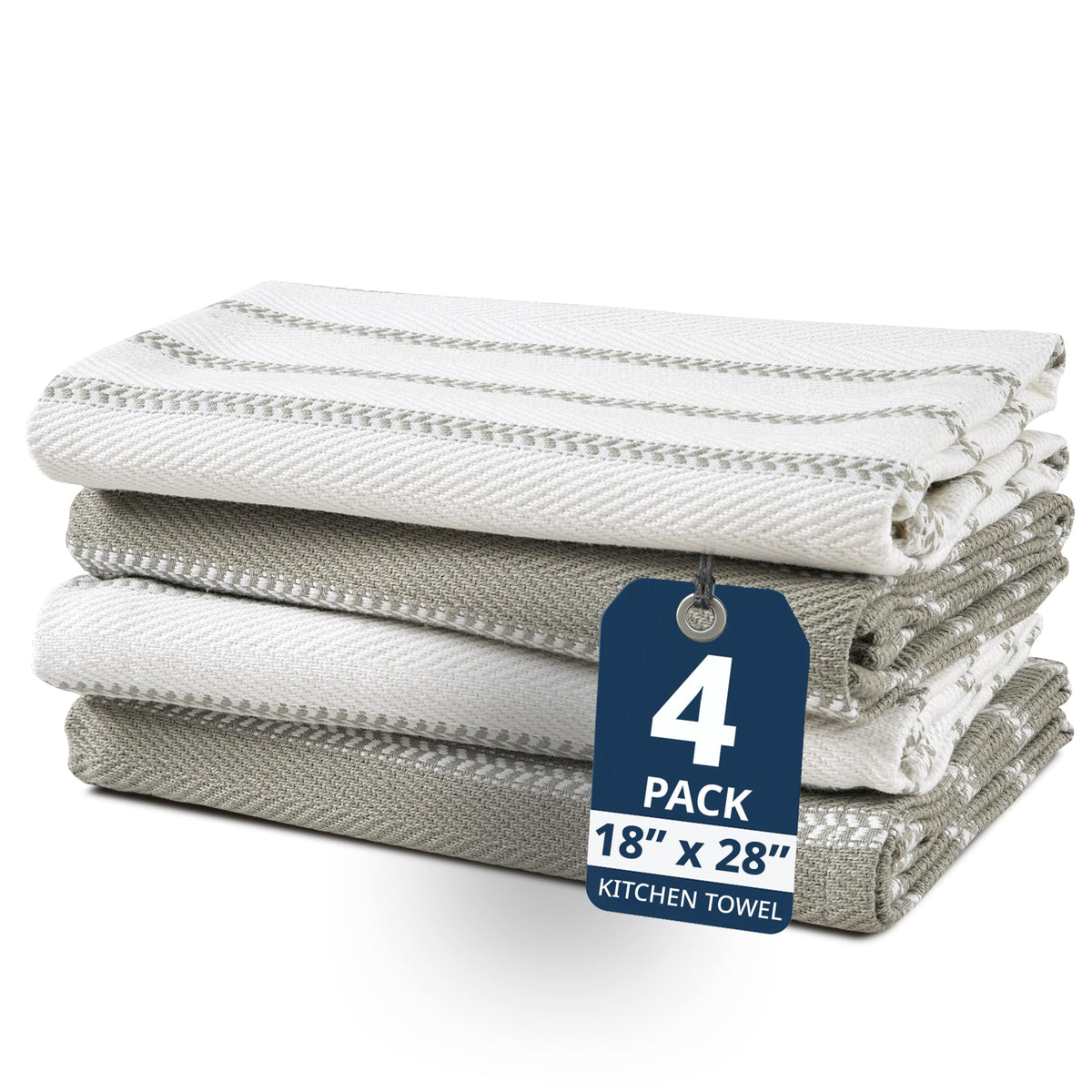 4 Piece Multiweave Herringbone Kitchen Towel Set - Grey