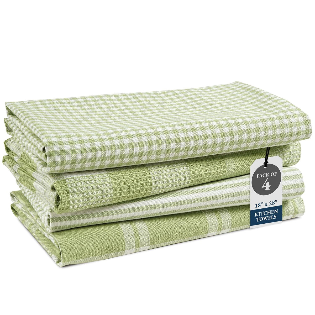 4 Piece Multiweave Kitchen Towel Set - Sage Green