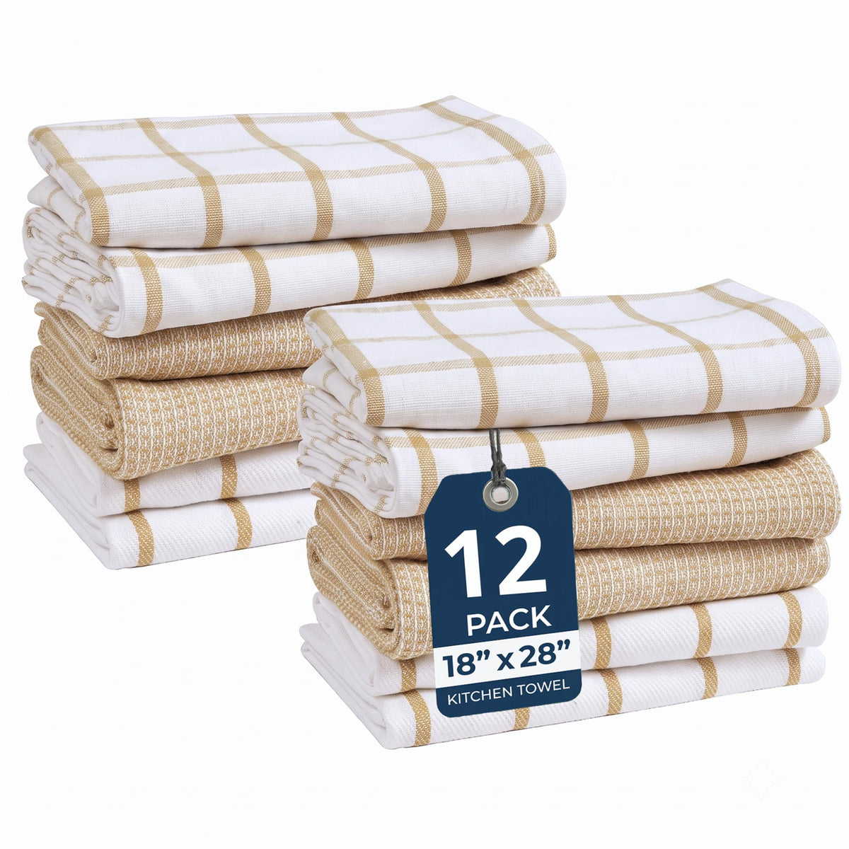 12 Piece Multiweave Kitchen Towel Set - Beige