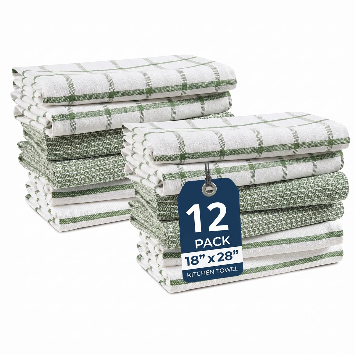 12 Piece Multiweave Kitchen Towel Set - Olive