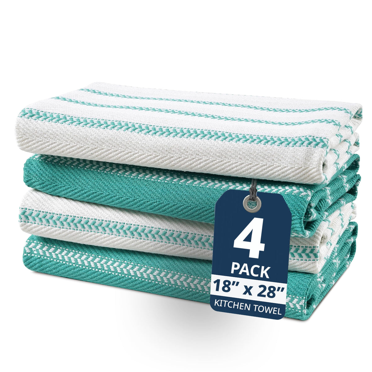 4 Piece Multiweave Herringbone Kitchen Towel Set - Peacock Blue