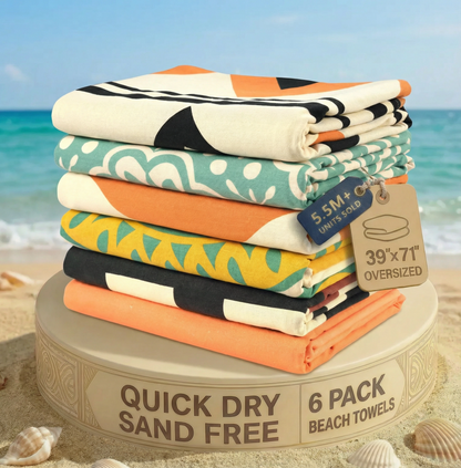 6 PIECE TURKISH BEACH TOWEL SET-Modern-Boho