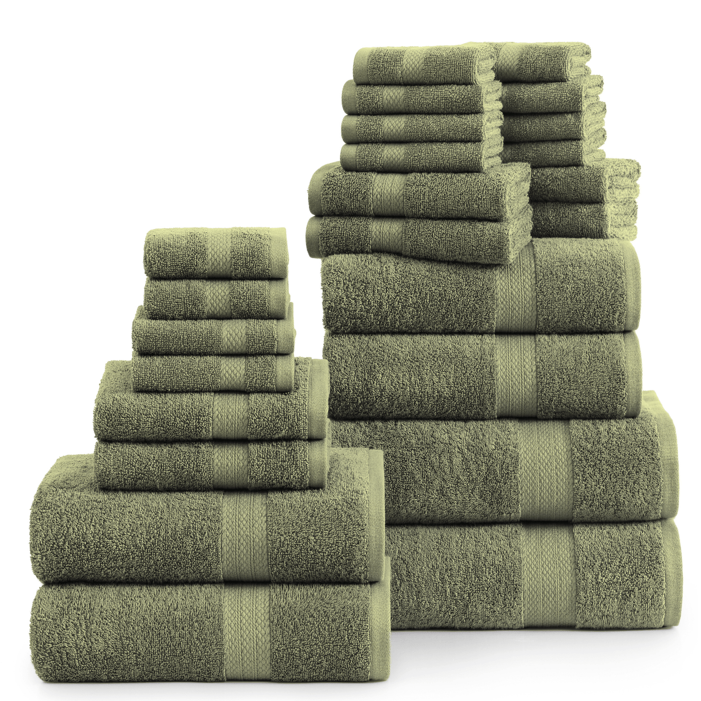 24 Piece Towel set-Oil Green
