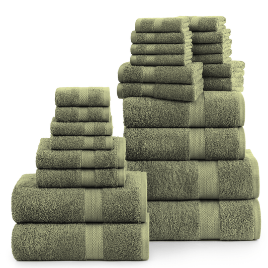 24 Piece Towel set-Oil Green